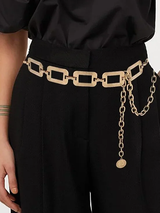 Women's Chain Belt Metal Waist Belt Chunky Belly Link Belt - Picture 7 of 7